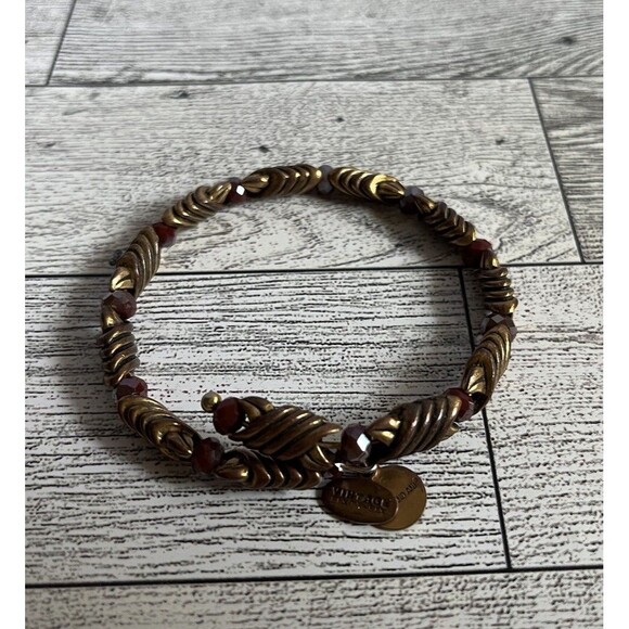 Alex and Ani Gold Forest's Blessing Red Amber Crystal Gold Tone Wrap Bracelet - Picture 5 of 6